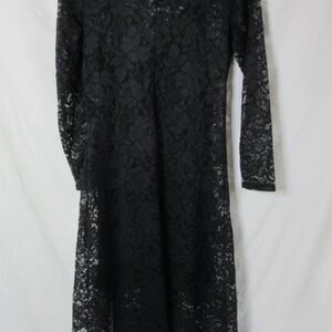 a new day Elegant Black Lace Long Sleeve Dress